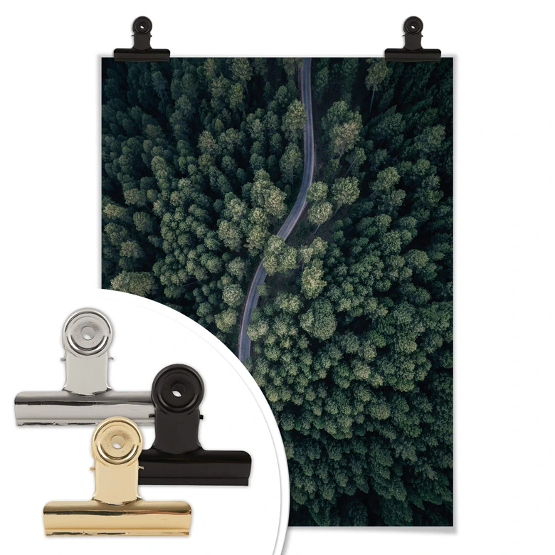 Póster López - La vista desde arriba: Carretera en el bosque 