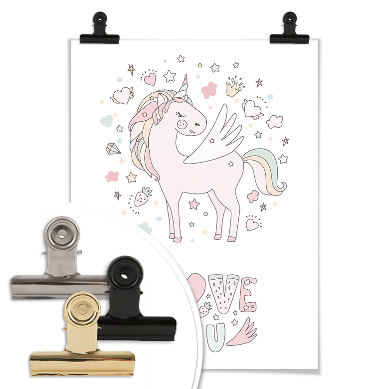 Poster Kvilis - Love you - Einhorn im Liebesglück 