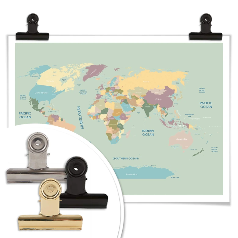 Poster Wereldkaart Vintage 