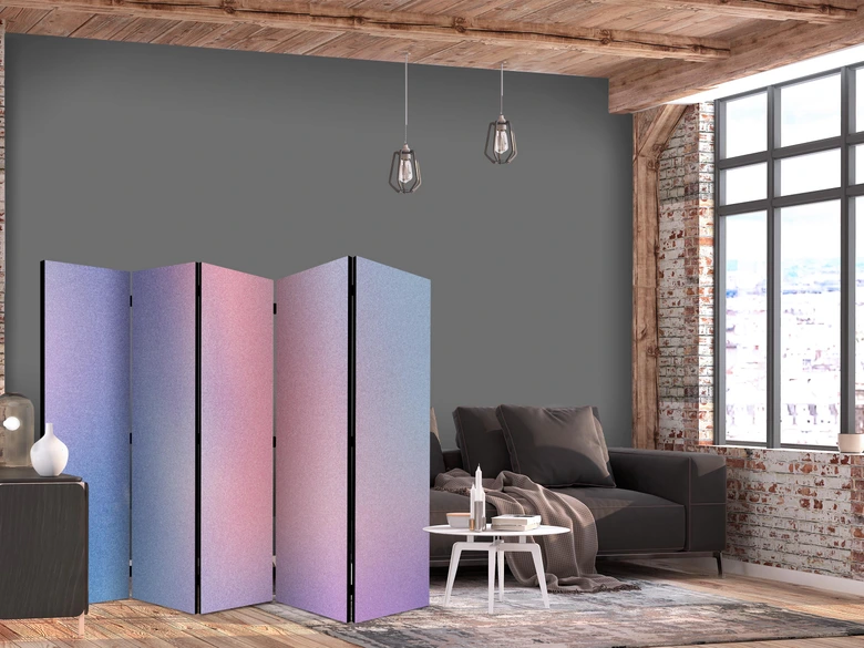 Paravent, Raumteiler freistehend, Trennwand - Rainbow Gradient: Delicate Multicolored 