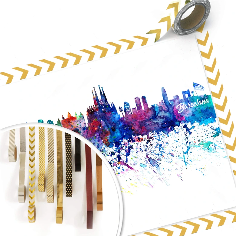 Poster Bleichner - Barcelona Aquarell Skyline 