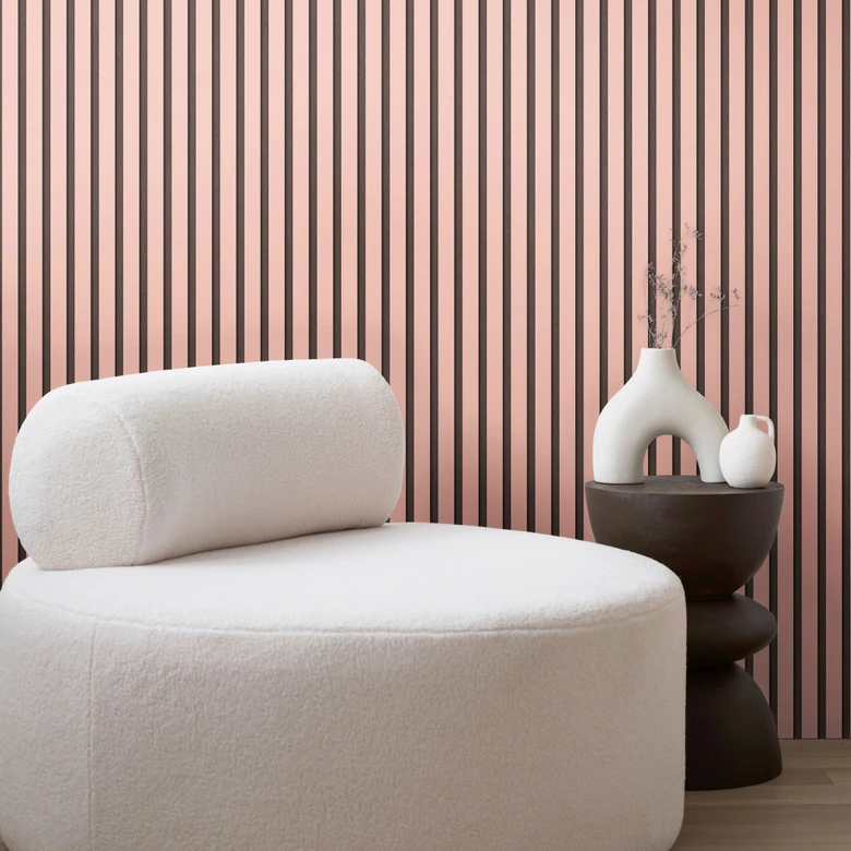 Carta da parati in tessuto non tessuto opaco in rosa e nero - Carta da parati moderna per ragazze con aspetto a pannelli 3D 