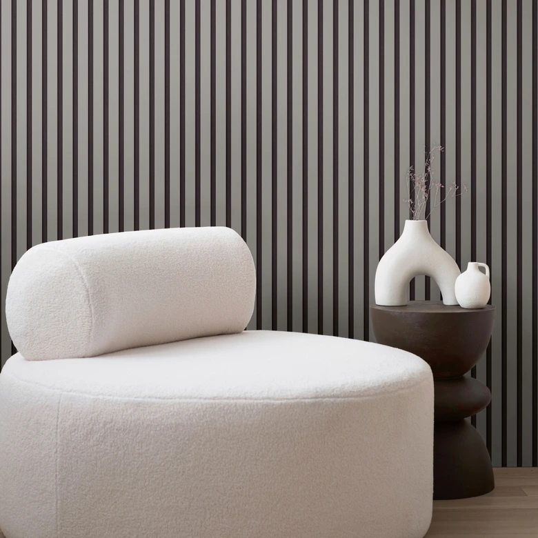 3D papier peint intissé Gris Noir Mat - papier peint moderne aspect bois lambrissé scandinave 