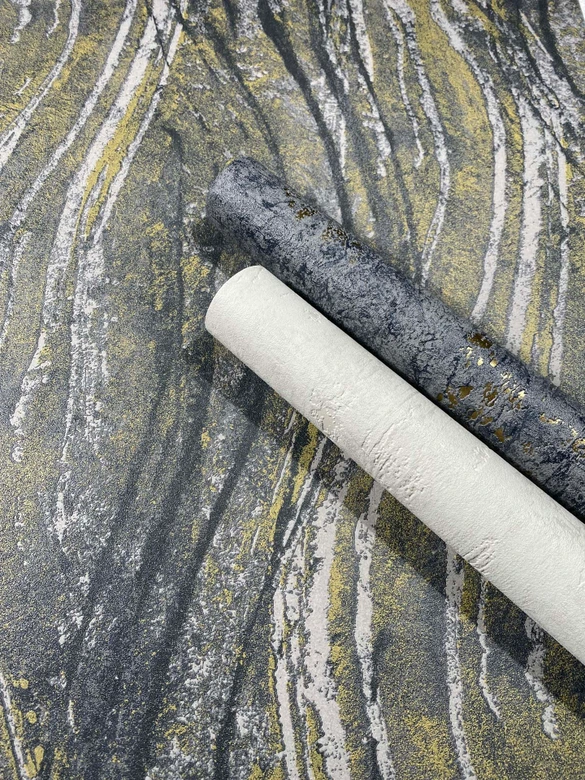 Icke-vävd tapet betong, vågor grafisk modern i grått 