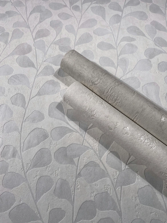 Vliestapete Blätter, Beton Floral Natur in Weiß 