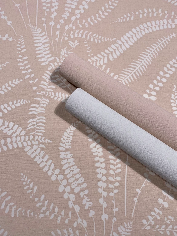 Non-woven wallpaper leaves, tendrils floral nature in orange 