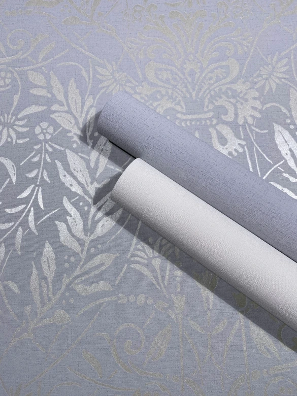 Vliestapete Strukturiert Uni Modern matt in Blau Grau 