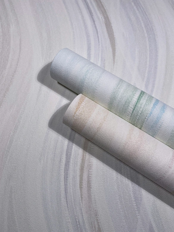 Papel pintado no tejido ondas, rayas gráfico moderno mate en blanco rojo 