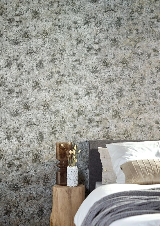 Vliestapete in Betonoptik und leichtem Stein Look silber Struktur 