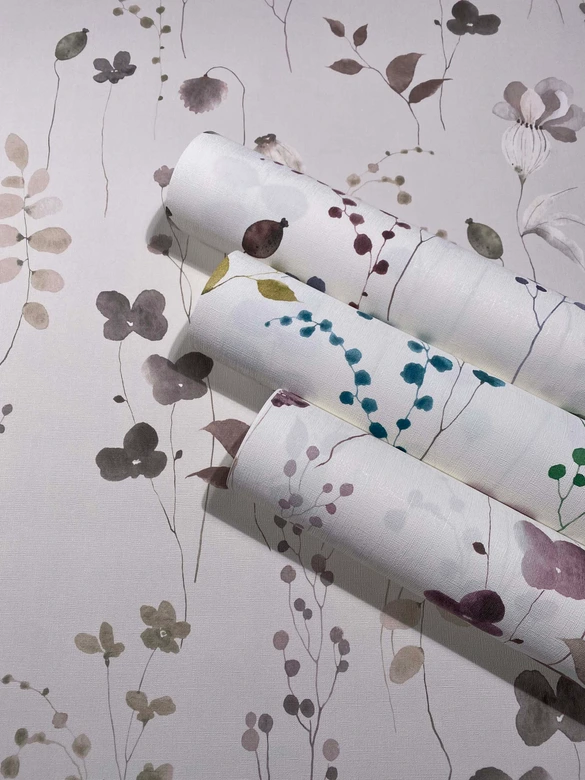 Tapeta z włókniny liście, gałęzie kwiatowa natura matowa w kolorze białym zielonym 