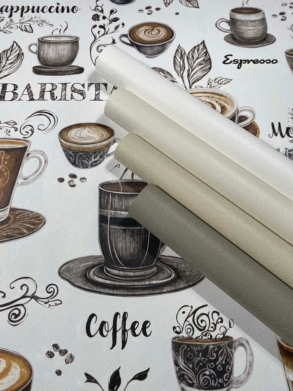 Vliestapete Kaffenmotiv Grafisch Modern matt in Weiß 