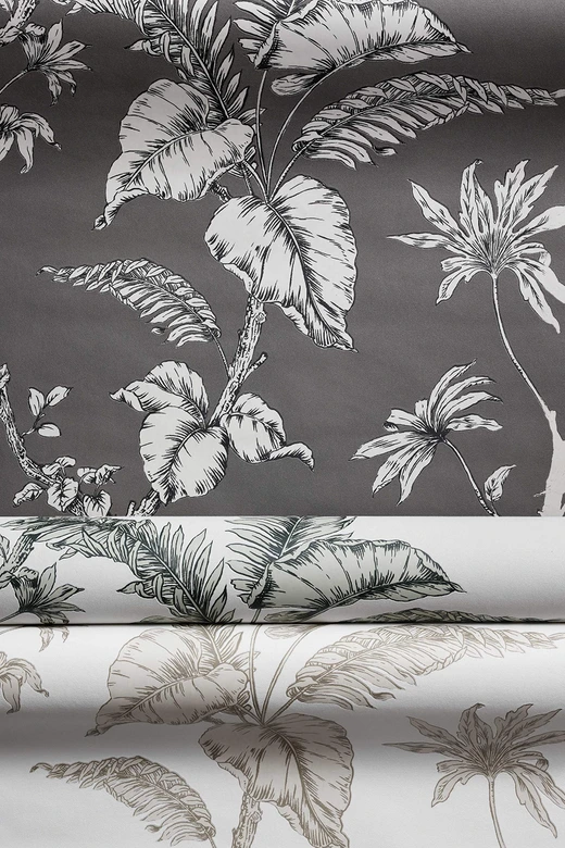 Vliestapete Floral Natur in Greige  