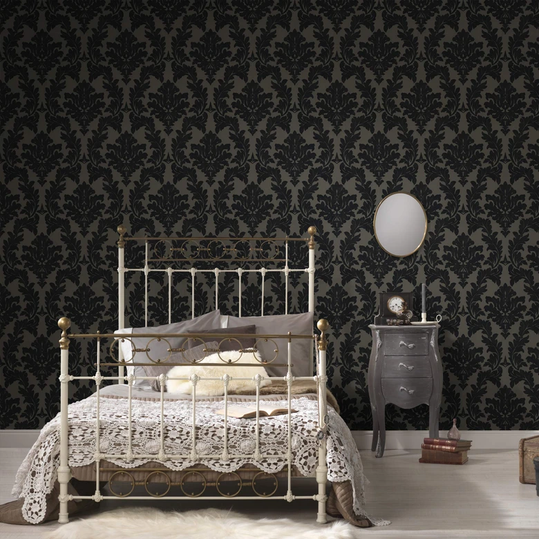 Architects Paper Castello papier peint floqué - argent, Noir 
