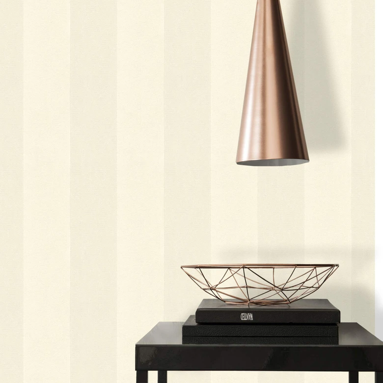 Architects Paper Castello papier peint floqué à rayures - Crème, Métallisé 