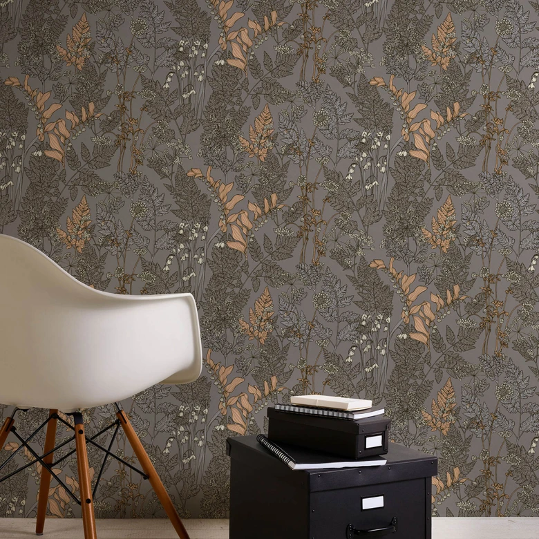 Architects Paper Vliestapete Floral Impression Blumentapete floral grau, beige, gelb, creme 