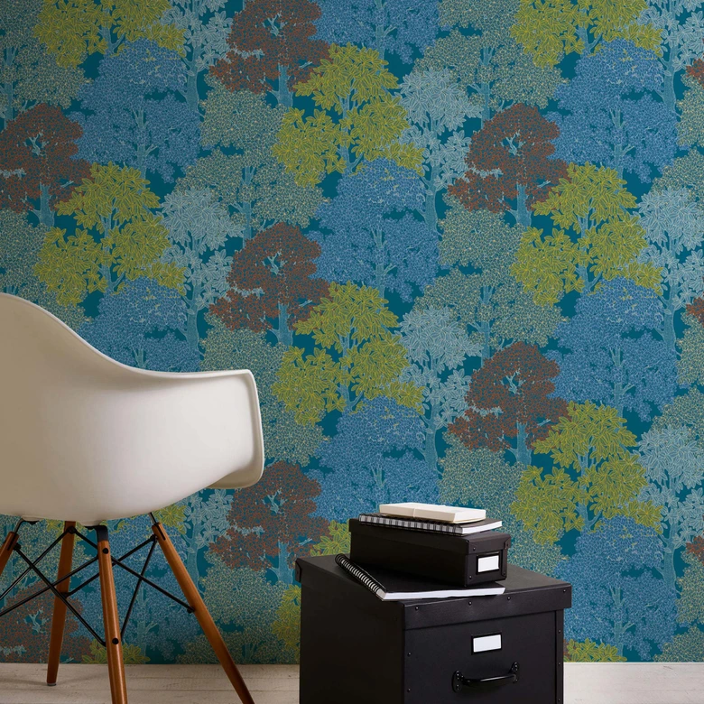 Architects Paper Floral Impression - Papier peint intissé de forêt, bleu 