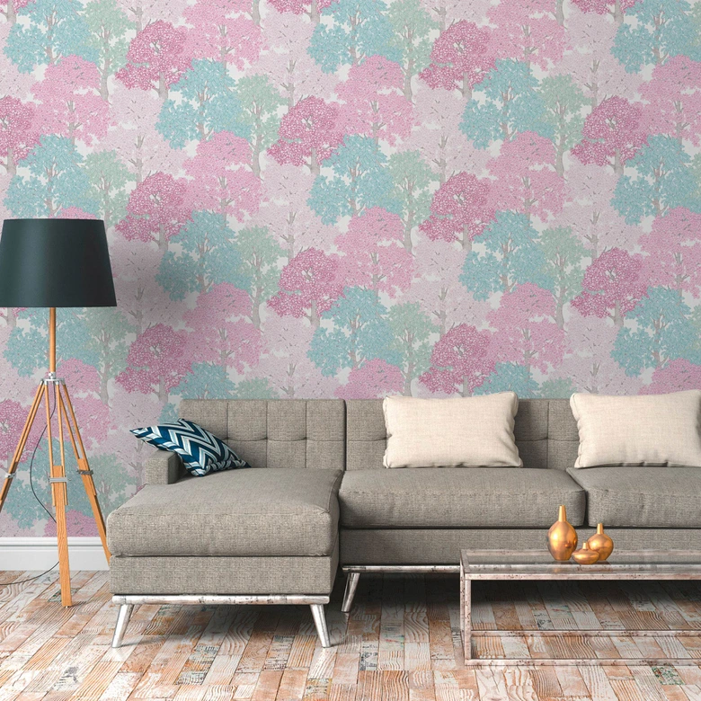 Architects Paper Floral Impression - Papier peint intissé de forêt, rose 