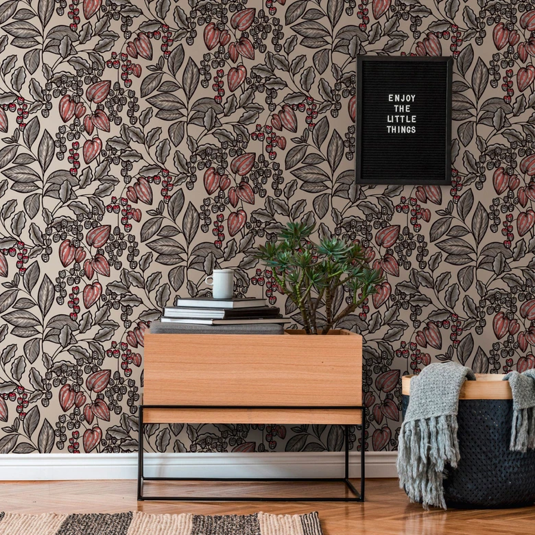 Architects Paper Vliestapete Floral Impression Blumentapete floral braun, grau, rot, schwarz, beige 