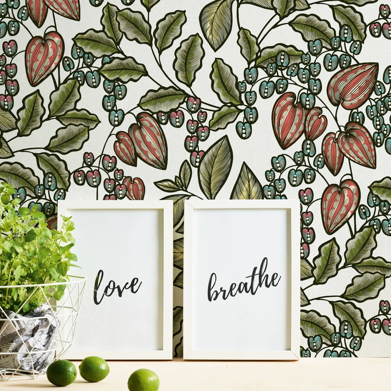 Architects Paper Vliestapete Floral Impression Blumentapete floral bunt, grün, weiß, lila, schwarz 