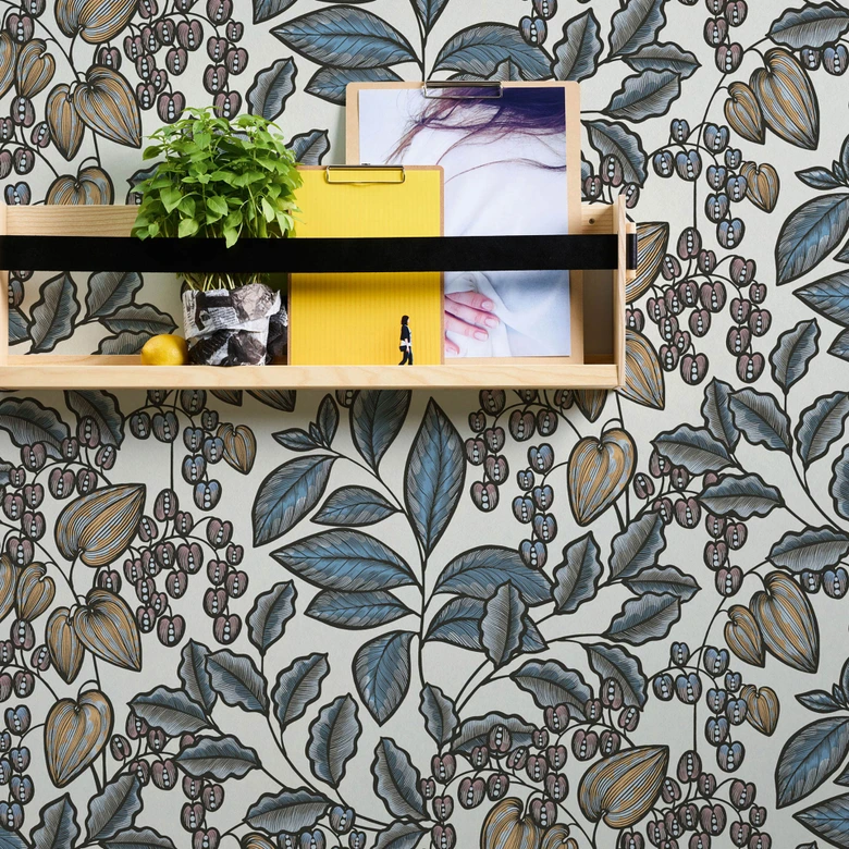 Architects Paper Vliestapete Floral Impression Blumentapete floral blau, weiß, gelb, schwarz 