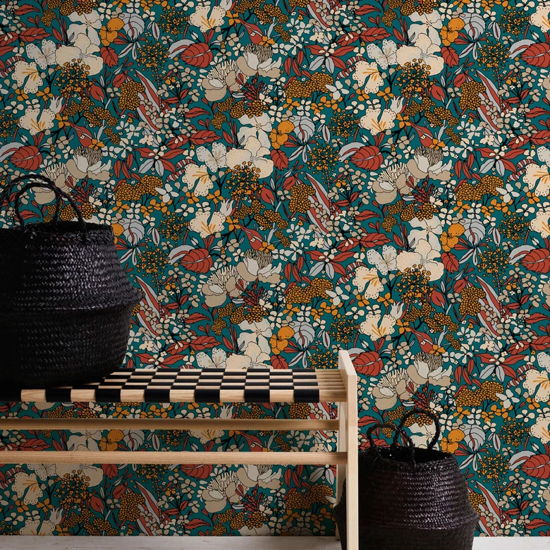 Architects Paper Vliestapete Floral Impression Blumentapete floral bunt, gelb, blau, orange, beige 