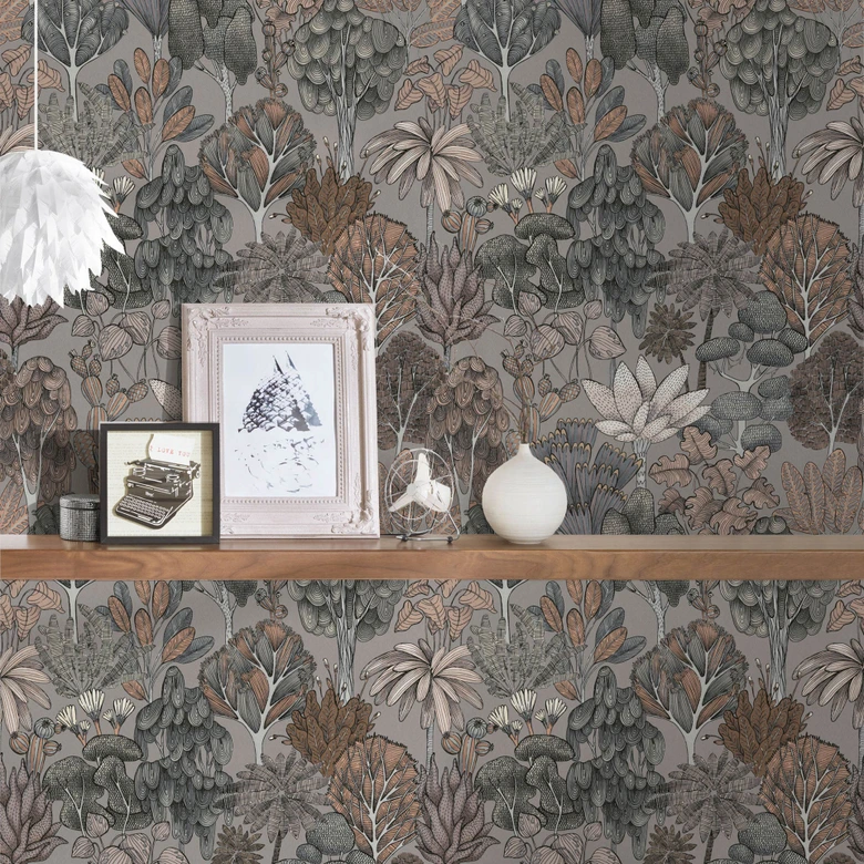 Architects Paper Floral Impression - Papier peint intissé jungle, gris 