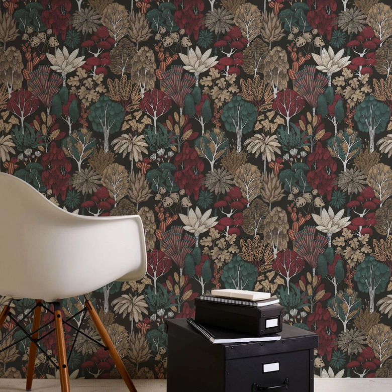 Architects Paper Floral Impression - Papier peint intissé jungle, noir 
