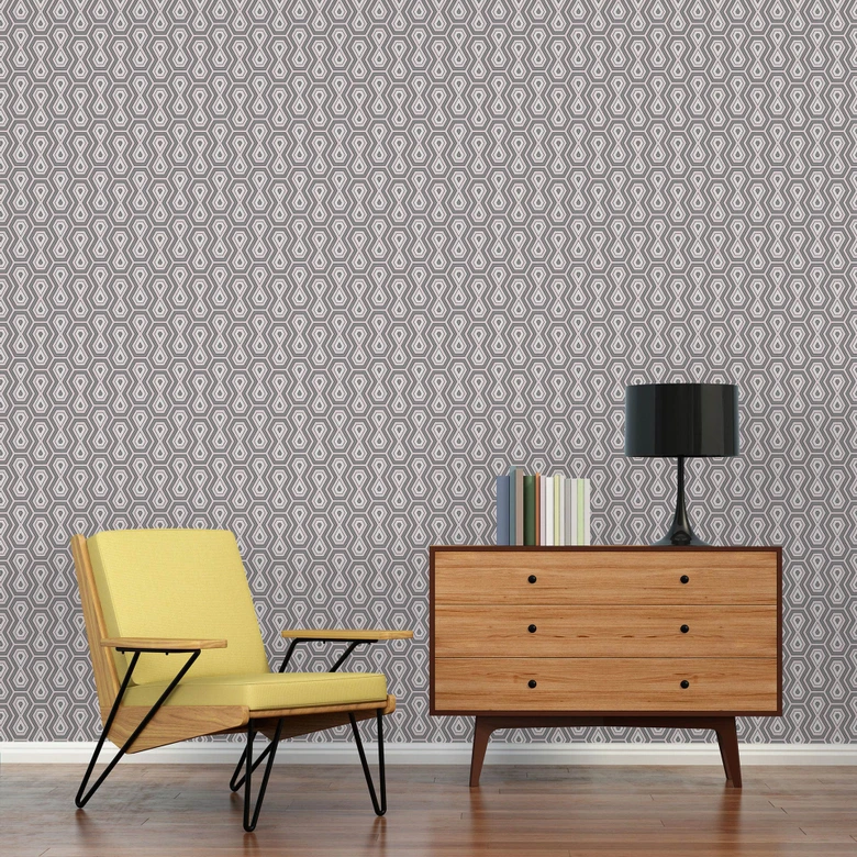 Architects Paper Vliestapete Jungle Chic Retrotapete geometrisch rosa, grau, weiß 