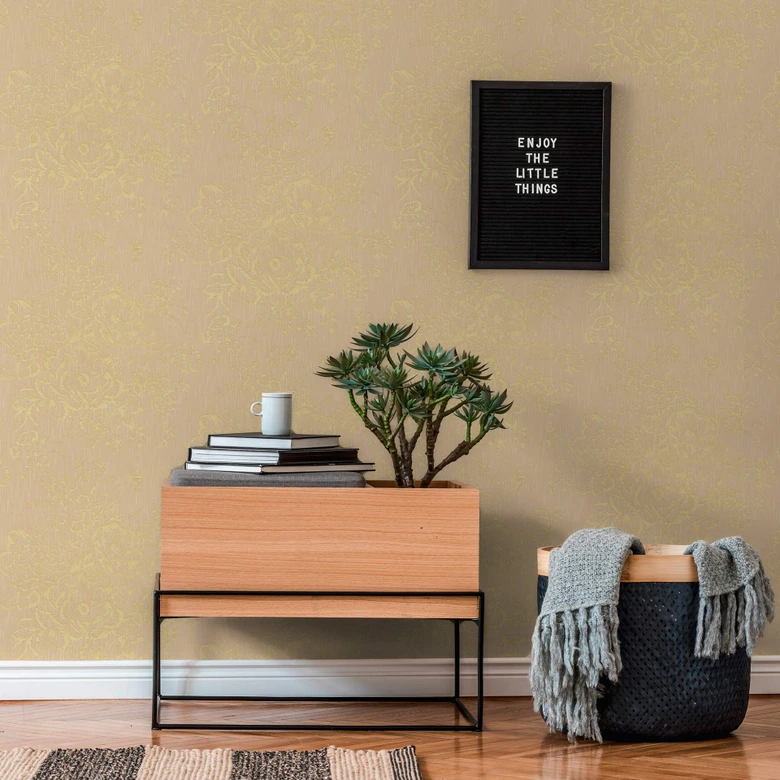 Architects Paper Metallic Silk Papier peint baroque, Or, Crème 