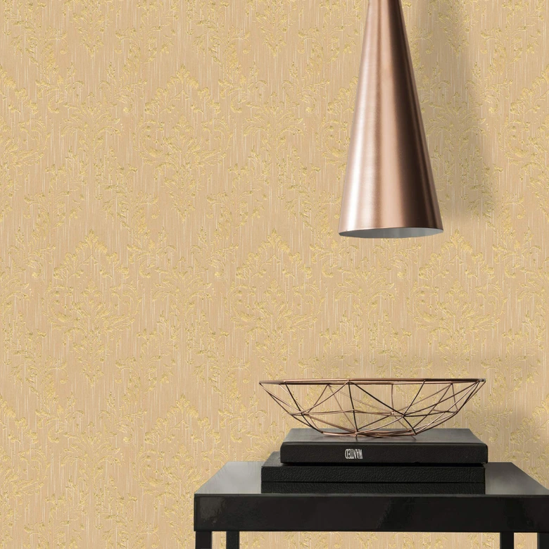 Architects Paper Metallic Silk Papier peint baroque, Or, Beige  