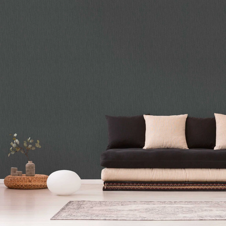 non-woven wallpaper black textile look - textile wallpaper with design  