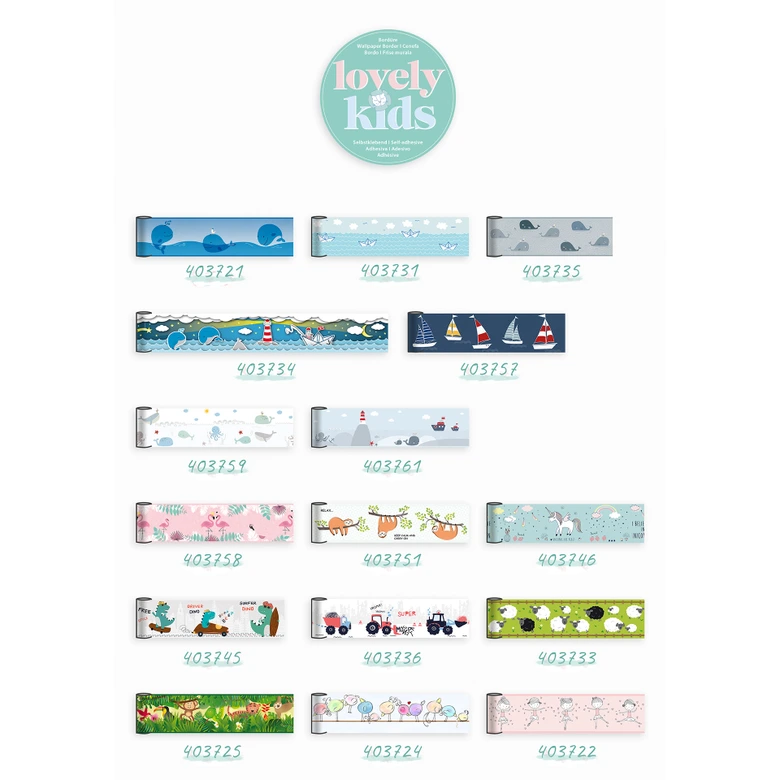 Lovely Kids selbstklebende Kinderzimmer Bordüre Dreamy Bunny mit niedlichen Hasen 