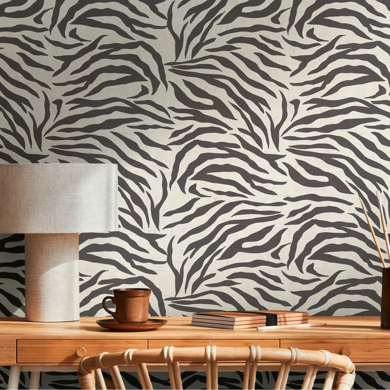Zebra behang zwart wit - dierenprint patroon behang - Vliesbehang modern 