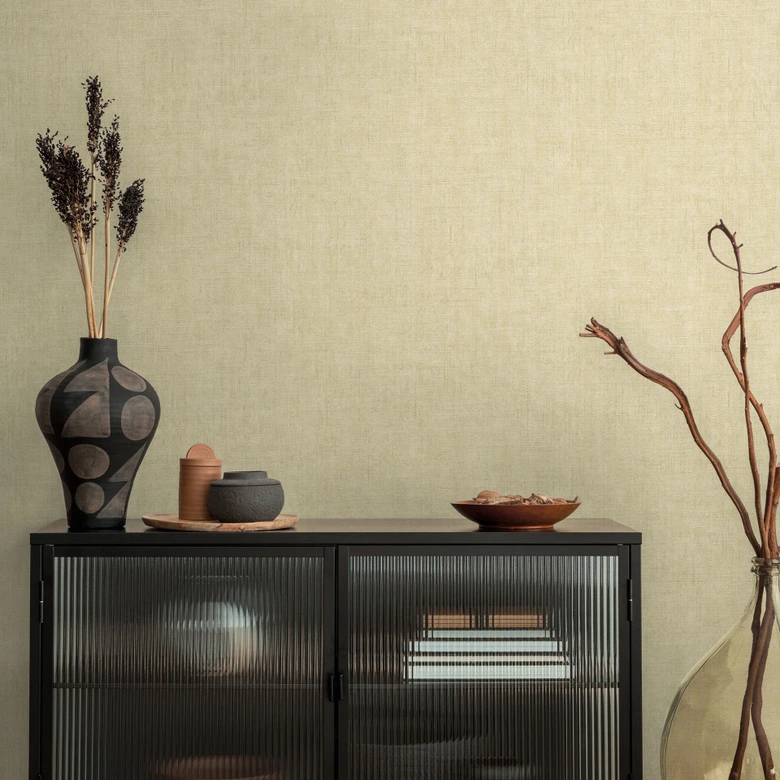 Strukturerad tapet textil look linne beige - diskret Icke-vävd tapet modern 