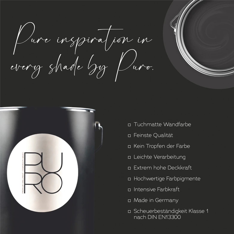 Peinture murale premium noir - PURO c1000 noir profond 