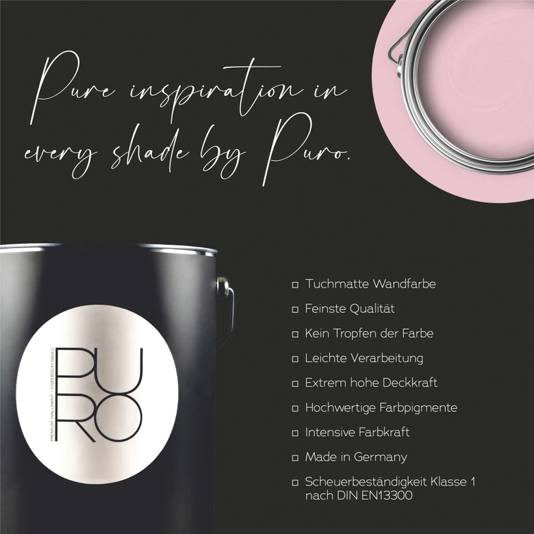 Premium Wandfarbe Rosa - Tuchmatte Innenwandfarbe - PURO c2006 lovely rose  