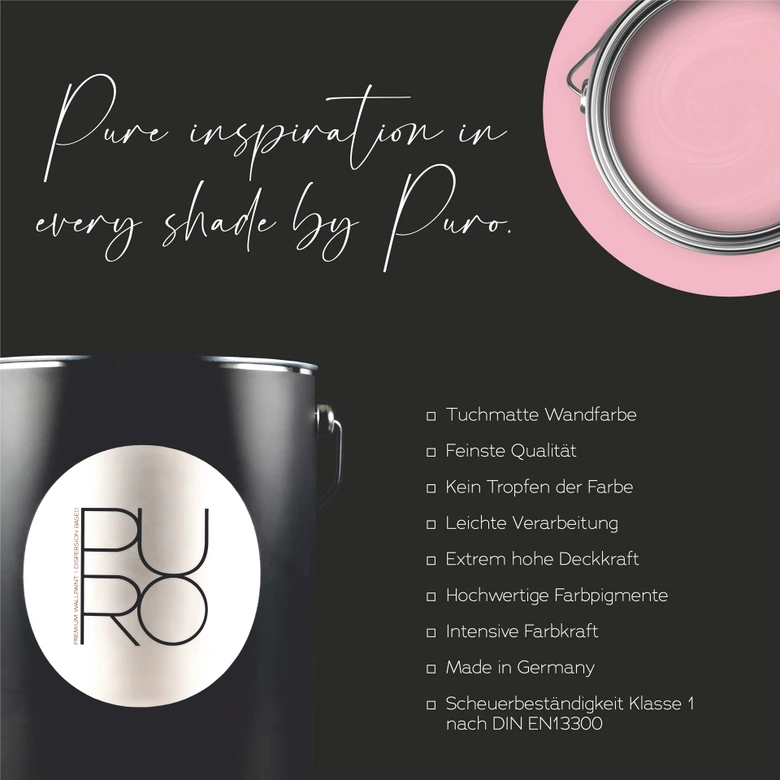 Premium Wandfarbe Rosa - Tuchmatte Innenwandfarbe - PURO c2009 lovely rose  