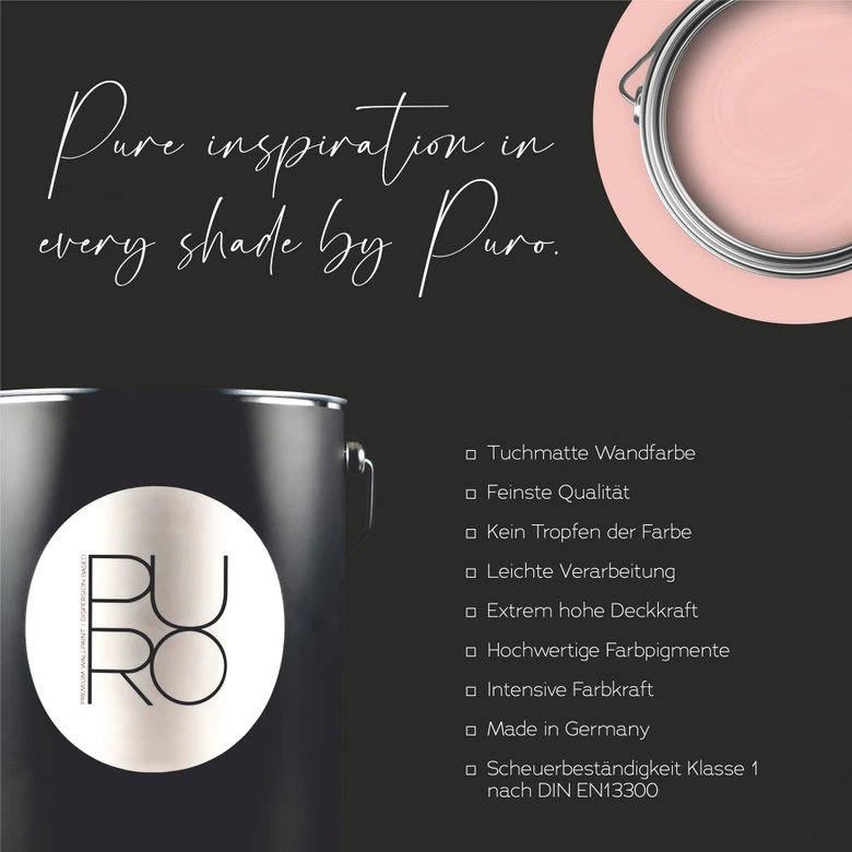 Premium Wandfarbe Rosa - Tuchmatte Innenwandfarbe - PURO c2015 varied red 
