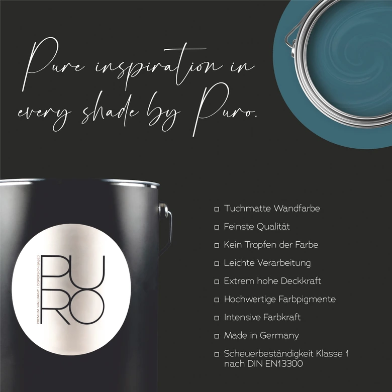 Peinture murale premium bleu vert - PURO c3012 essence bleuâtre 
