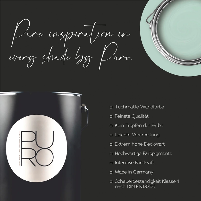 Farba do ścian i sufitów Premium zielona - Matowa farba do ścian wewnętrznych PURO c4001 soft green 