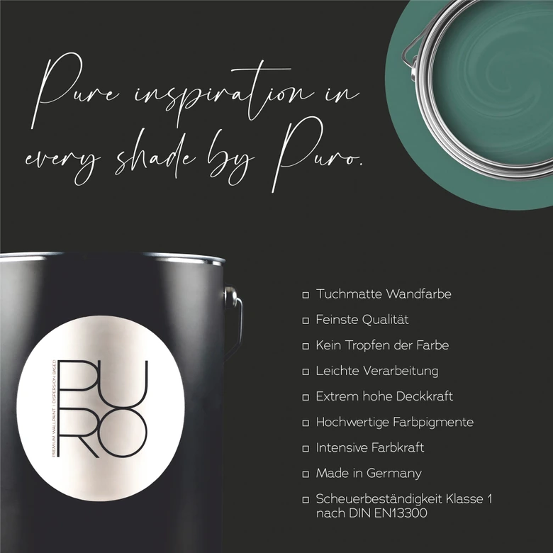 Premium väggfärg grön - Täckmatt väggfärg för interiör - PURO c4010 smaragdgrön 