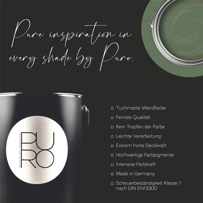 Premium Wandfarbe Grün - Tuchmatte Innenwandfarbe - PURO c5004 sage green 