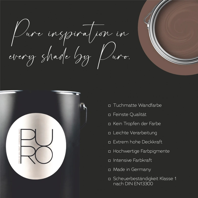 Peinture murale premium marron - PURO c7021 marron apaisant 
