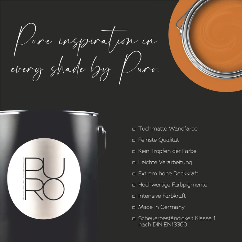 Peinture murale premium orange - PURO c8014 safran lisse 