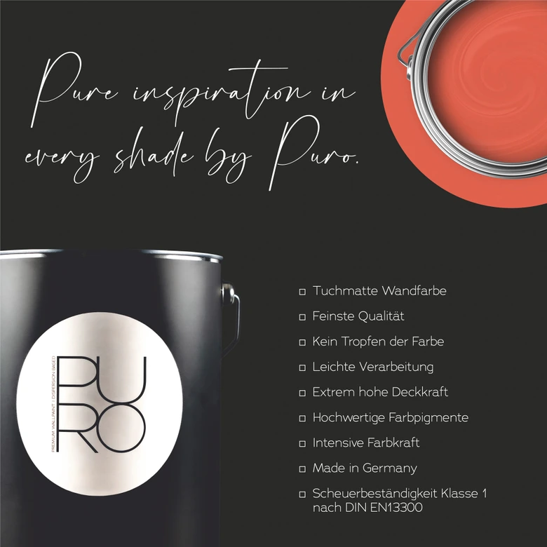 Farba do ścian i sufitów Premium czerwona - matowa farba do ścian wewnętrznych PURO c9007 dusty orange 