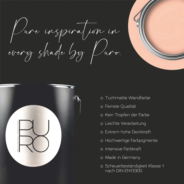 Premium Wandfarbe Rosa - Tuchmatte Innenwandfarbe - PURO c9011 diverse apricot 
