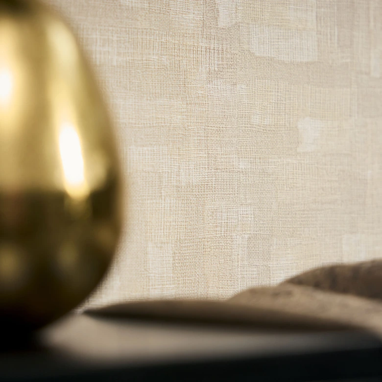 Textured wallpaper with linen look Beige Cream - Geometric Sample  