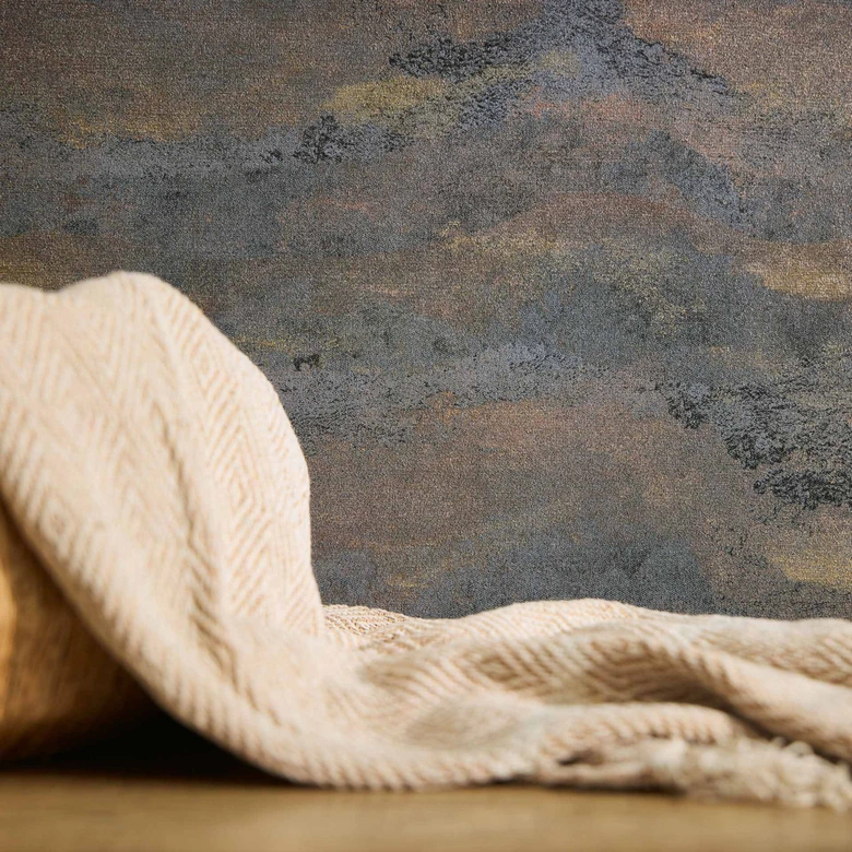 Papel pintado en degradado de color cobre azulado - Papel pintado no tejido con textura oscura 