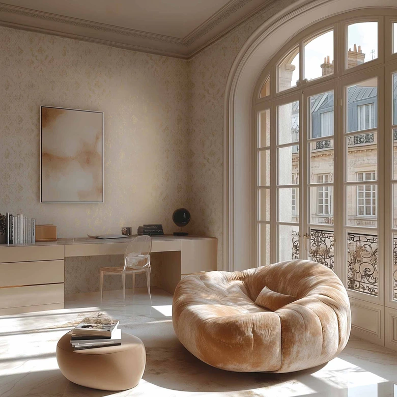 Beżowo-złota tapeta ozdobna - tapeta z włókniny o błyszczącej fakturze w stylu vintage 