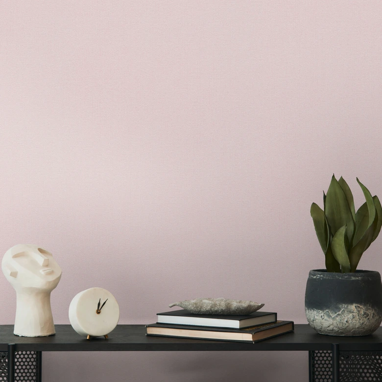 Vliesbehang in één kleur met fijne roze textuur - Vliesbehang in één kleur in delicaat roze 